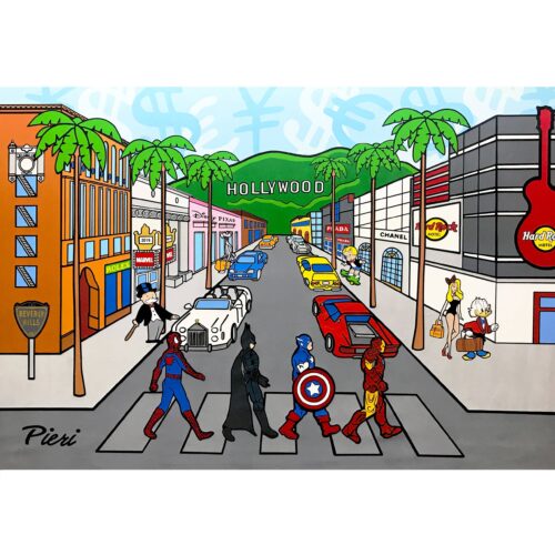 Superheroes Walking in Hollywood